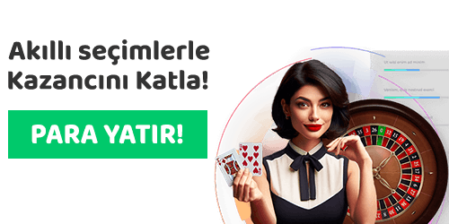 Rulet masası önünde kart tutan kadın ve para yatır çağrısı